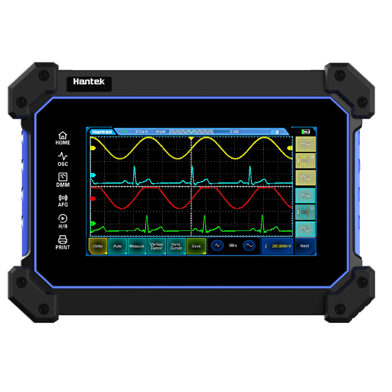 Hantek TO1254D Osciloscopio portátil Táctil 4 Canales / 250MHZ con generador de señales y multimetro